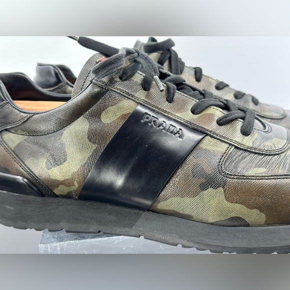 Prada Matchrace Leather sneakers in green & black Camo size 11 - Picture 3 of 14